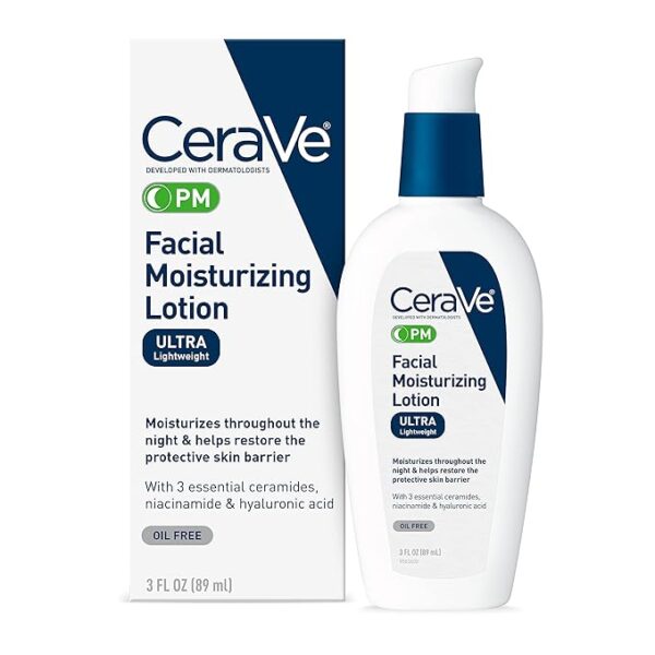 CeraVe PM Facial Moisturizing Lotion | Night Cream with Hyaluronic Acid and Niacinamide
