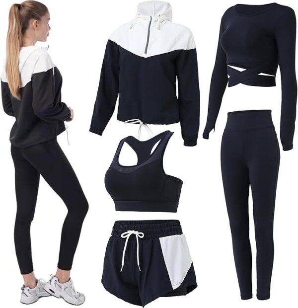 Inmarces Workout Sets for Women 5 PCS Yoga Outfits Activewear Tracksuit Sets