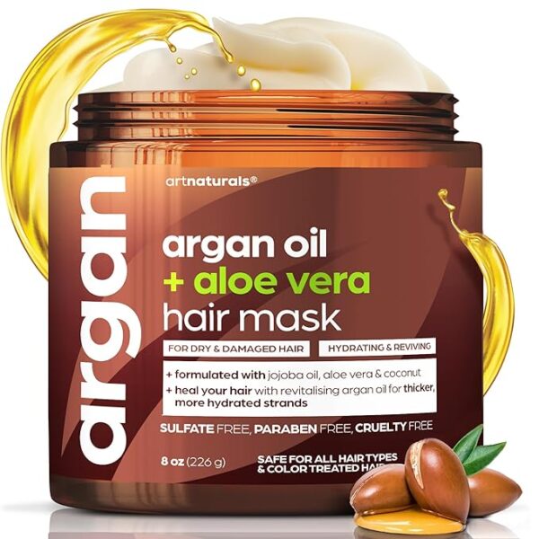 Artnaturals Argan Hair Mask Conditioner - (8 Oz/226g) - Deep Conditioning Treatment - Organic Jojoba Oil