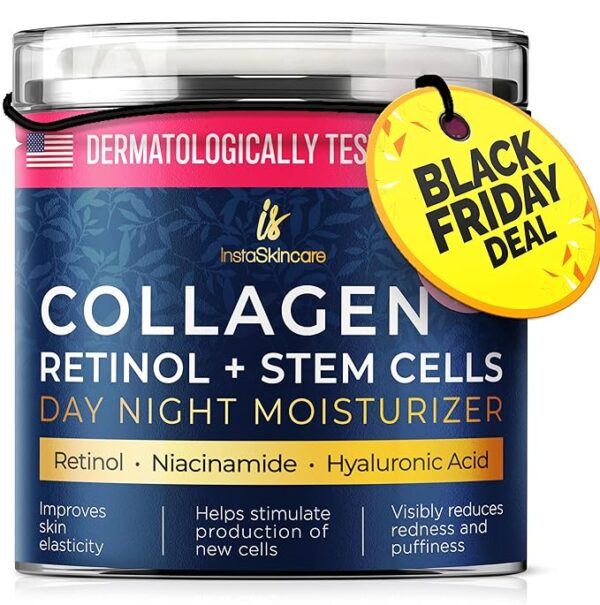 Collagen Face Moisturizer with Airless Pump - Collagen Botanical Stem Cells Cream for Skin with Retinol
