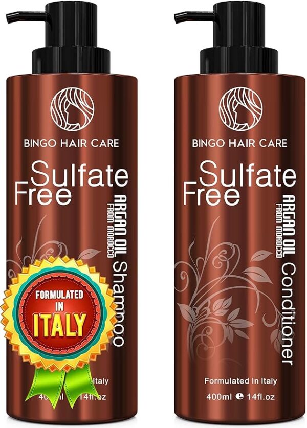 Moroccan Argan Oil Shampoo and Conditioner Set - Sulfate Free, Anti Frizz Hydrating Care for Women