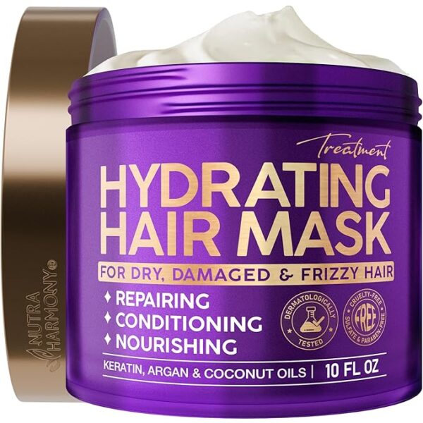 Hydrating Hair Mask for Dry Damaged Hair - Keratin Treatment w/ Argan & Coconut Oils