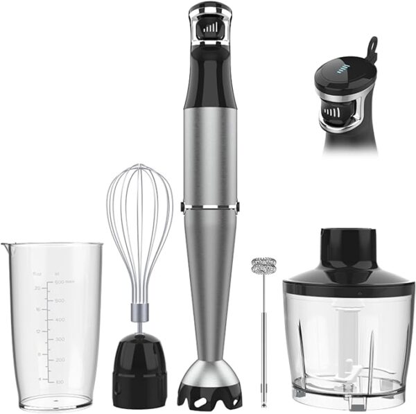 Immersion Blender Handheld Corded Hand Blender 1100W, Trigger Variable Speed 5 in 1 Stick Blender