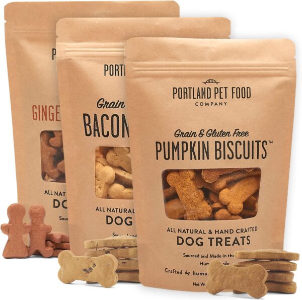 Portland Pet Food Company Healthy Dog Treats Variety 3-Pack - Grain-Free, Human-Grade, Gingerbread