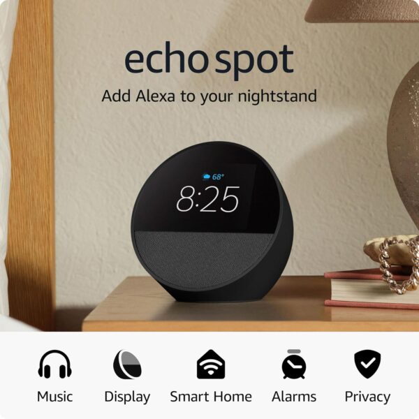 Amazon Echo Spot (2024 release), Smart alarm clock with vibrant sound
