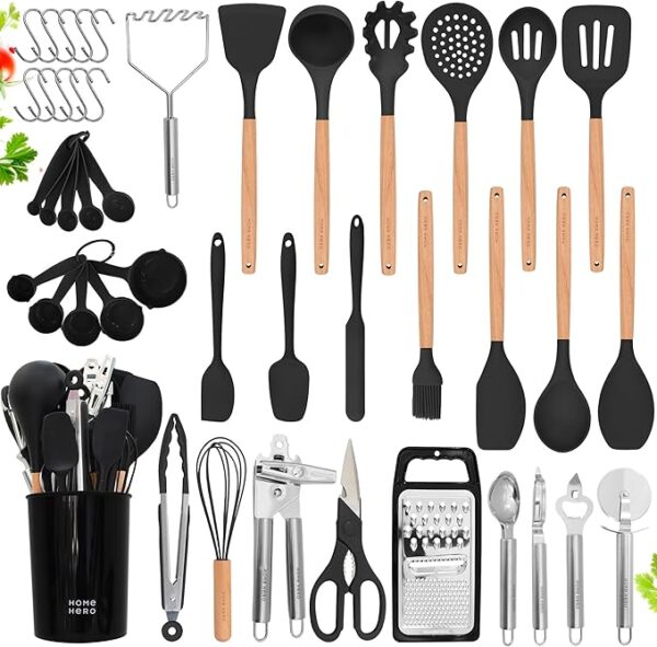 Home Hero 44 Pcs Silicone Kitchen Utensils Set, Non-Stick Silicone Cooking Utensils Set with Spatula