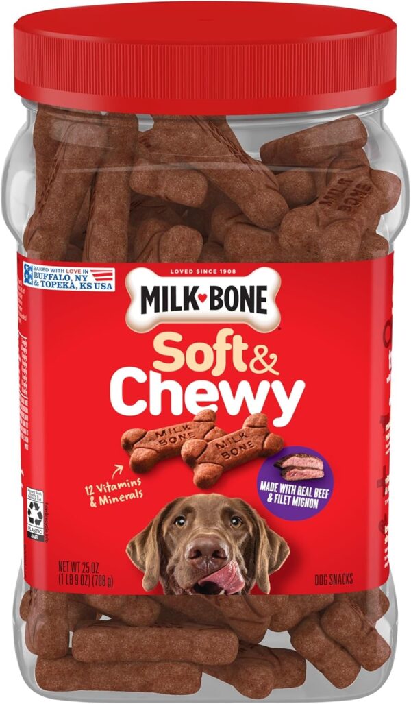 Milk-Bone Soft & Chewy Dog Treats, Beef & Filet Mignon Recipe With Chuck Roast