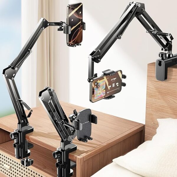 LISEN for Gooseneck Phone Holder for Bed Desk [3rd Upgrade] Cell Phone Stand for Desk Bed iPhone Holder
