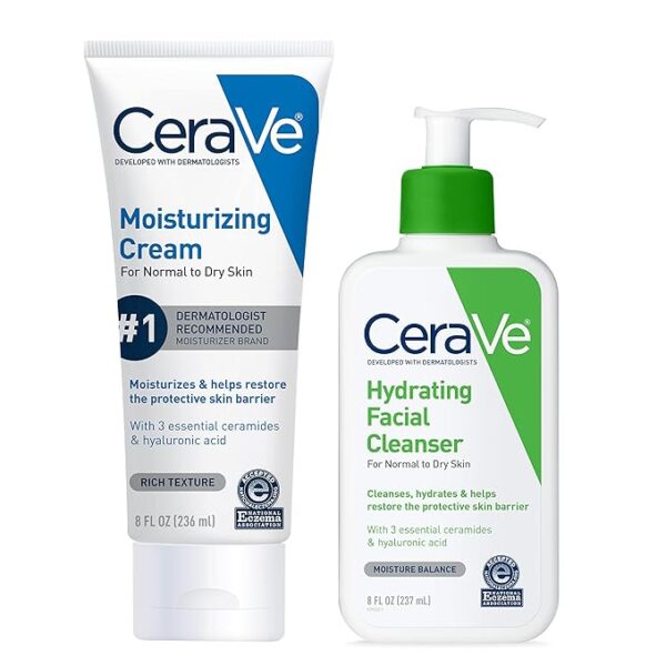 CeraVe Hydrating Skin Care Set | 8oz Moisturizing Cream & 8oz Hydrating Facial Cleanser