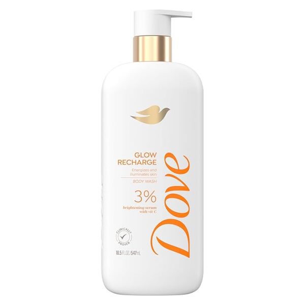 Dove Exfoliating Body Wash Glow Recharge Energizes & illuminates skin 3% brightening serum with vitamin C