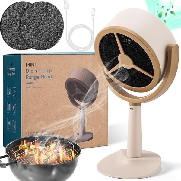 Mity Rain Portable Range Hood for Cooking, Rechargeable Kitchen Exhaust Fan, 125° Adjustable Rotation, Low Noise