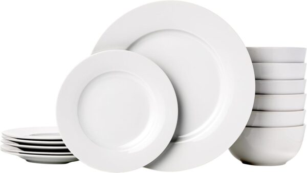 Amazon Basics 18-Piece White Dinnerware Set
