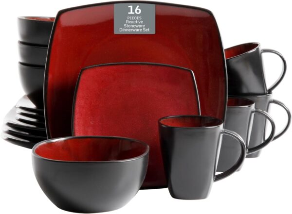 Gibson Soho Lounge Square Reactive Glaze Dinnerware Set