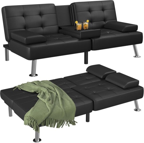 Flamaker Futon Sofa Bed Modern Folding Futon Set Convertible Recliner Lounge for Living Room