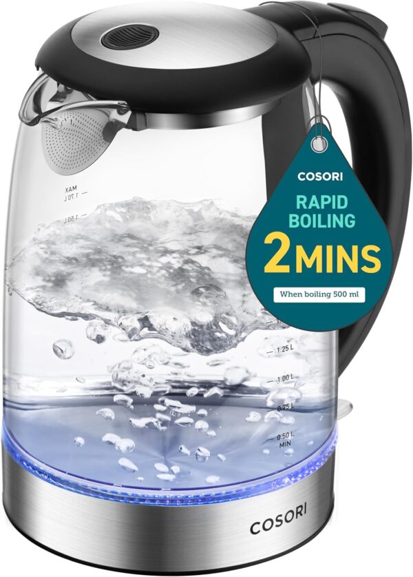 Cosori Electric Kettle, No Plastic Filter & Spout, Stainless Steel Inner Lid, Tea Kettle & Hot Water Boiler For Coffee & Tea