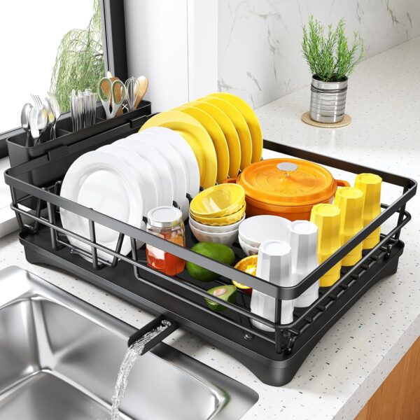 Dish Drying Rack for Kitchen Counter - Large Dish Rack with Drainboard