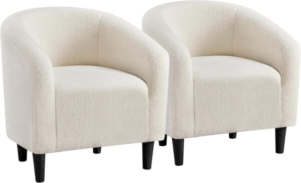 Yaheetech Barrel Chairs, Furry Accent Chairs, Sherpa Chairs with Soft Padded Armrest