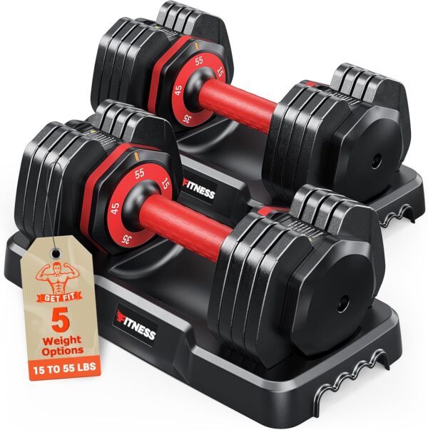Adjustable Dumbbells Set of 2, 1 Hand Adjustable Weights Dumbbells Set