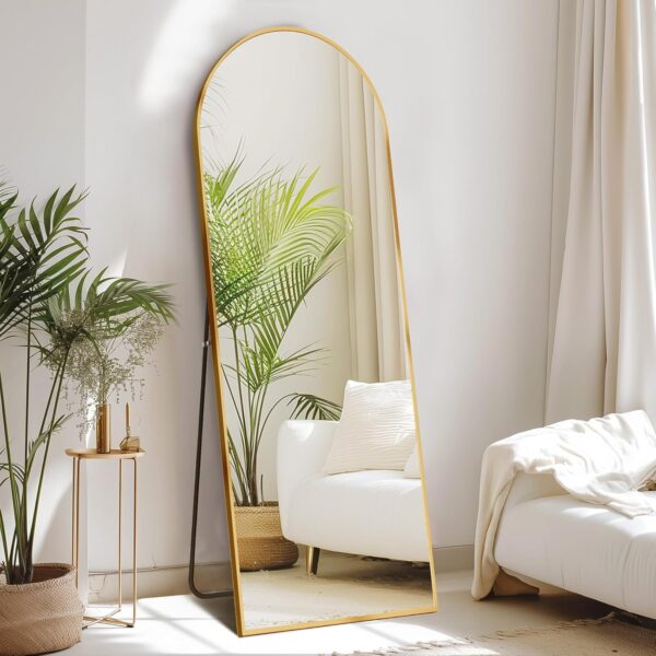 Sweetcrispy 64"x21" Arched Full Length Mirror, Standing or Leaning Full Body Mirror