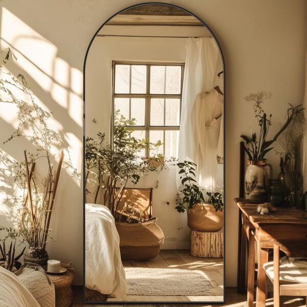 Full Length Mirror, 76"x34" Oversized Arched Mirror Large Standing Mirrors