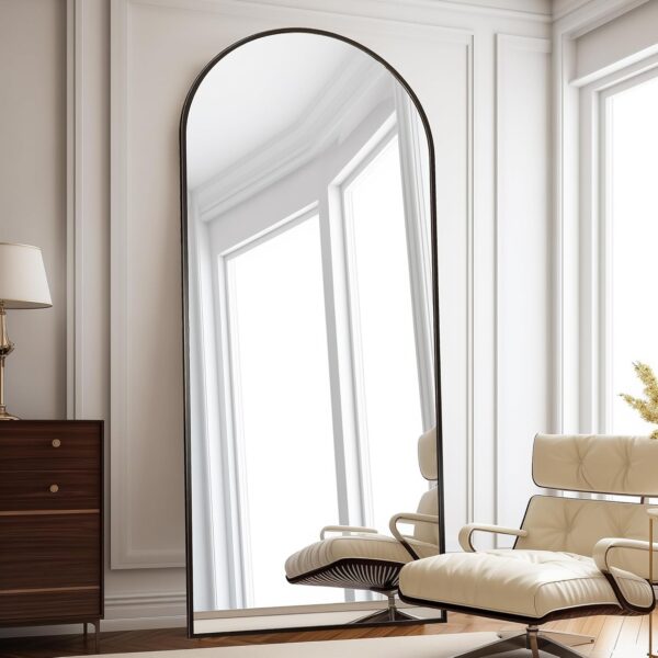 Floor Length Mirror, 76"x34" Arch Full Length Mirror Hanging or Leaning, Body Mirrors with Stand