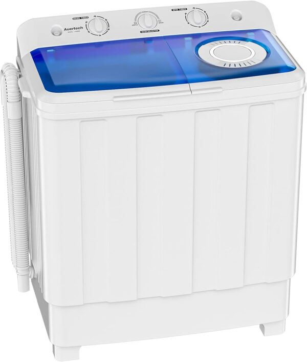 Auertech Portable Washing Machine, 28lbs Twin Tub Washer Mini Compact Laundry Machine with Drain Pump