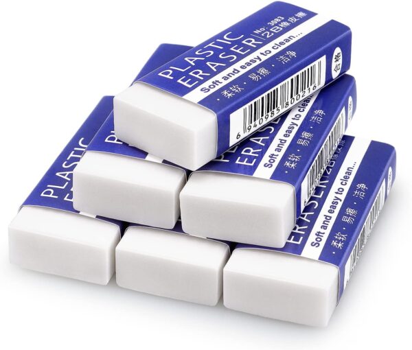 Tamaki 6 Pack Erasers, Large White Erasers for School Office