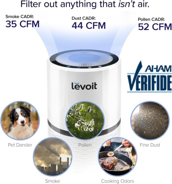 LEVOIT Air Purifiers for Home, AHAM VERIFIDE, High-Efficiency Filter for Smoke, Dust, Pollen, and Odors in Bedroom - Image 2