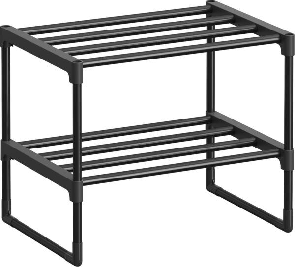 SONGMICS Shoe Rack, 2-Tier Shoe Organizer, Metal Storage Shelf