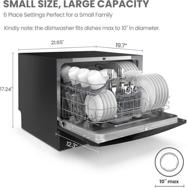 COMFEE’ Countertop Dishwasher, Energy Star Portable Dishwasher, 6 Place Settings & 8 Washing Programs - Image 3