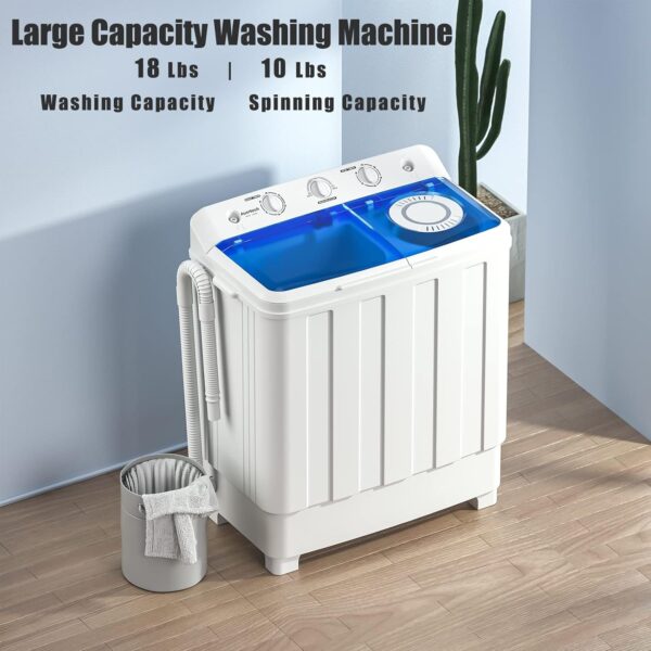 Auertech Portable Washing Machine, 28lbs Twin Tub Washer Mini Compact Laundry Machine with Drain Pump - Image 2
