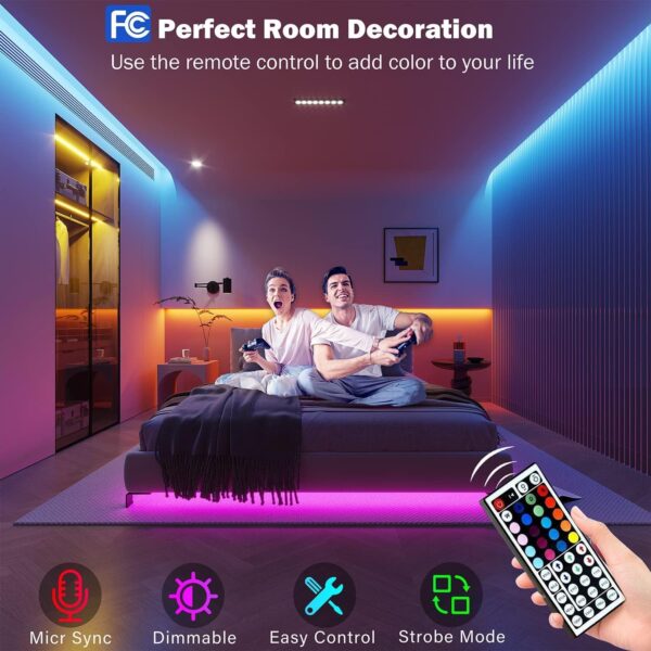 32.8ft Led Strip Lights Smart App Music Sync Color Changing RGB Led Light Strips - Image 3