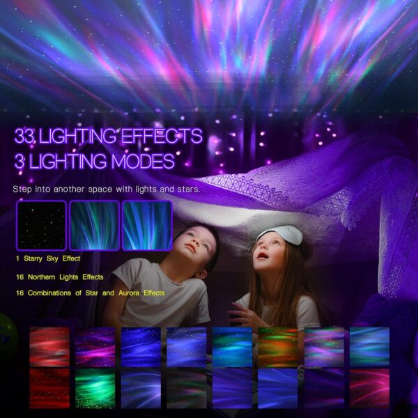 Northern Galaxy Light Aurora Projector with 33 Light Effects, LED Star Projector for Bedroom - Image 3