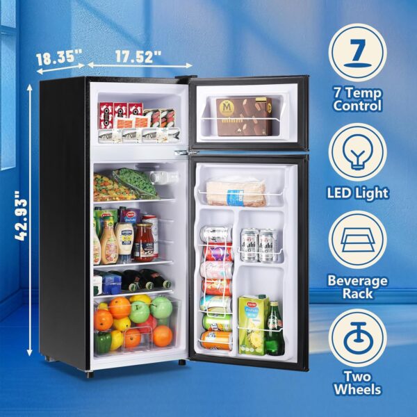 4.5 CU.FT Capacity Compact Refrigerator with Freezer Double Door Mini Fridge - Image 3