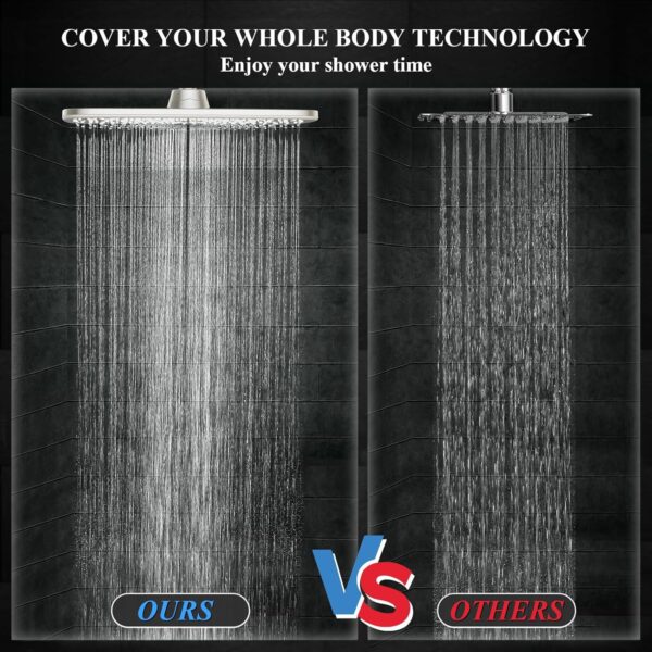 Veken 11.8 Inch Rain Shower Head with 6 Modes Handheld Water Spray - Image 3