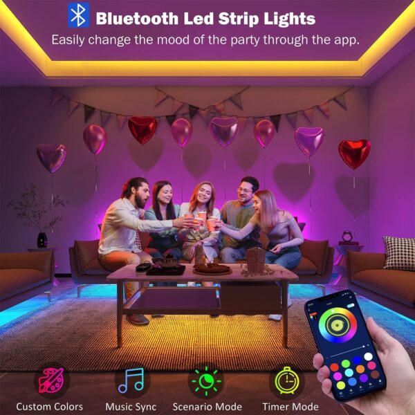 32.8ft Led Strip Lights Smart App Music Sync Color Changing RGB Led Light Strips - Image 2