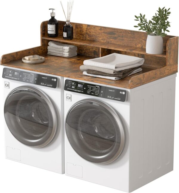 Piskyet Washer Dryer Countertop,2- Tier Laundry Countertop with Edge Rails