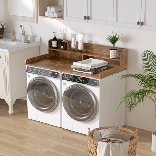 Piskyet Washer Dryer Countertop,2- Tier Laundry Countertop with Edge Rails - Image 2