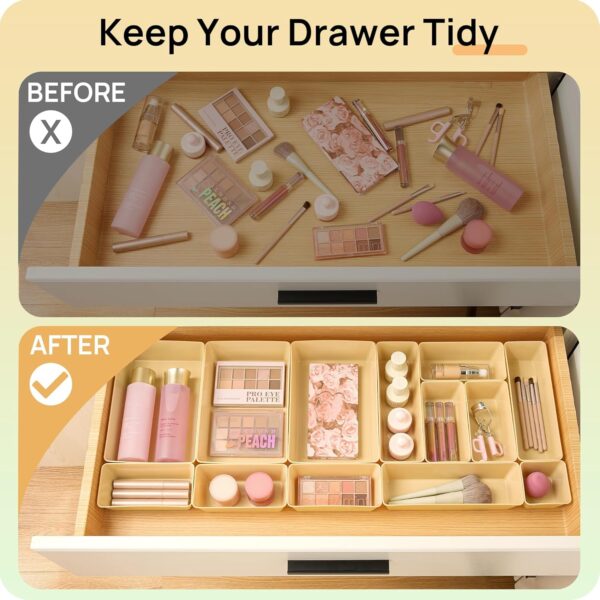 Vtopmart 25 PCS Plastic Drawer Organizers Set, 4-Size Versatile Bathroom and Vanity Drawer Organizer Trays - Image 2