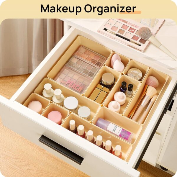 Vtopmart 25 PCS Plastic Drawer Organizers Set, 4-Size Versatile Bathroom and Vanity Drawer Organizer Trays - Image 3