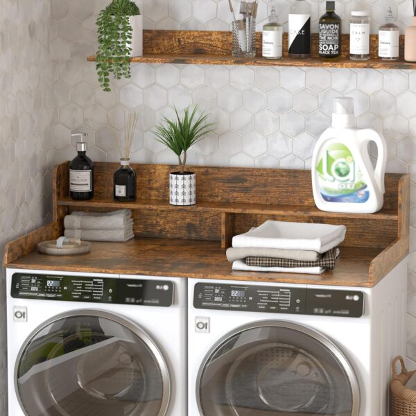 Piskyet Washer Dryer Countertop,2- Tier Laundry Countertop with Edge Rails - Image 3